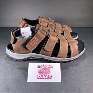 NEW DREW Brown Nubuck Leather Mason Sandals‎ Two Way Strap Men's 9.5, 4W